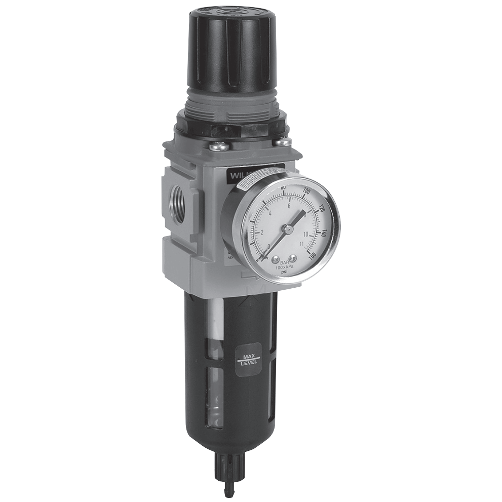 Wilkerson B18 Series Modular Filter/Regulator, Port Sizes 1/4, 3/8, 1/2; Flows to 164 SCFM